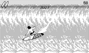 An animated sequence of the surfer pulling off a 360 in Whitewater Wipeout.